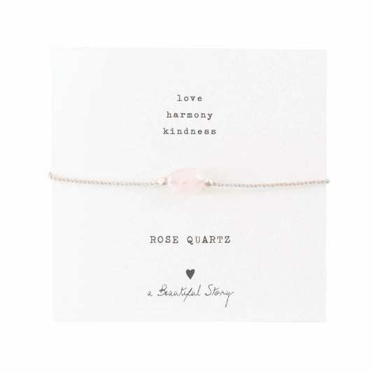A Beautiful Story armband op kaartje gemstone card rozenkwarts