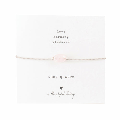 A Beautiful Story armband op kaartje gemstone card rozenkwarts