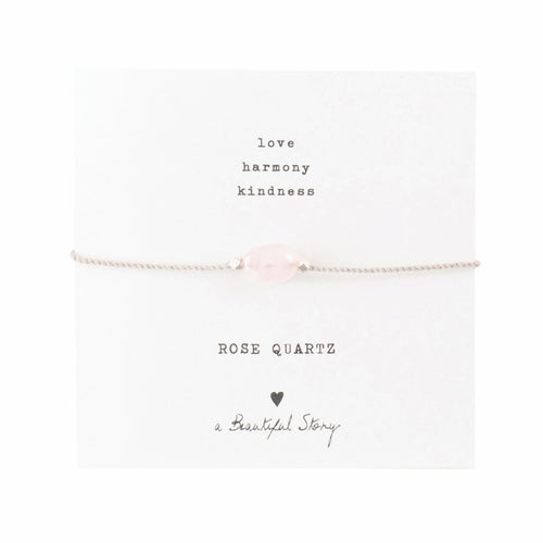A Beautiful Story armband op kaartje gemstone card rozenkwarts