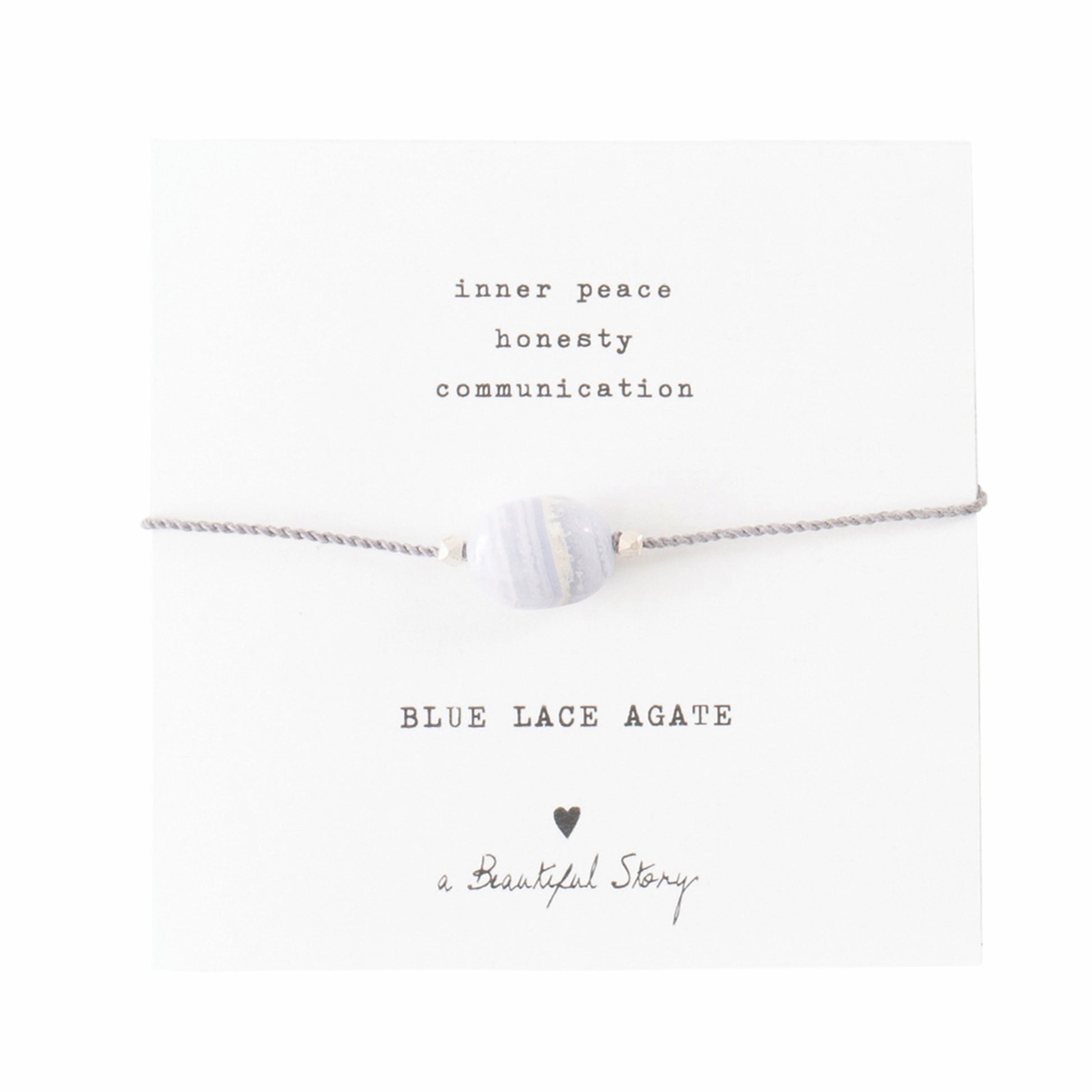 A Beautiful Story armband op kaartje gemstone card Blue Lace Agate
