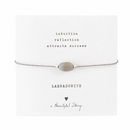 A Beautiful Story armband op kaartje gemstone card Labradorite