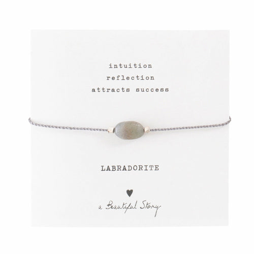 A Beautiful Story armband op kaartje gemstone card Labradorite