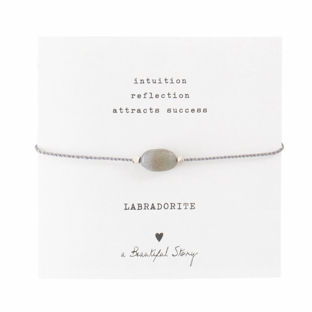 A Beautiful Story armband op kaartje gemstone card Labradorite
