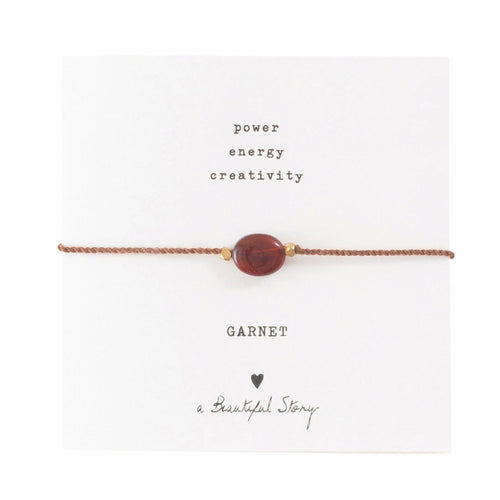 A Beautiful Story armband op kaartje gemstone card Garnet