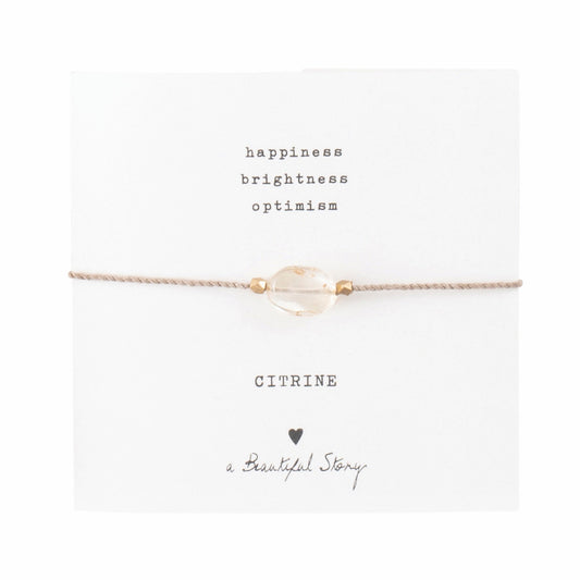 A Beautiful Story armband op kaartje gemstone card Citrine