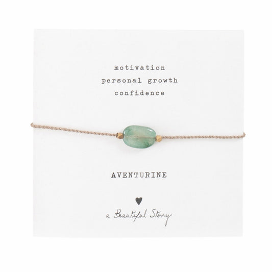 A Beautiful Story armband op kaartje gemstone card Aventurine