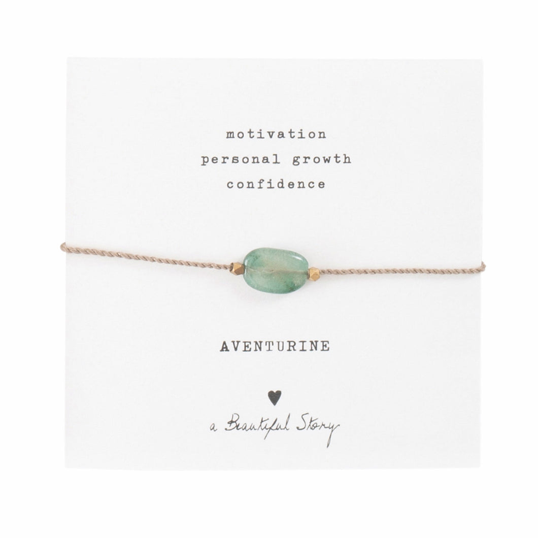 A Beautiful Story armband op kaartje gemstone card Aventurine