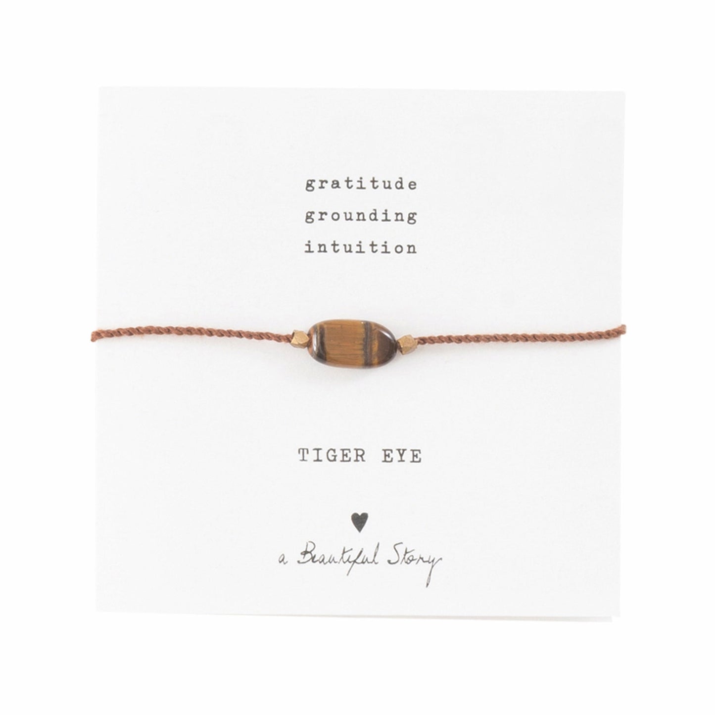 A Beautiful Story armband op kaartje gemstone card  tijgeroog