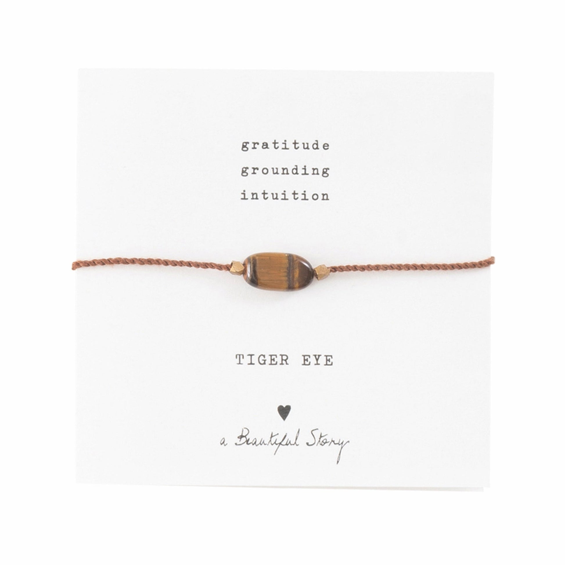 A Beautiful Story armband op kaartje gemstone card  tijgeroog