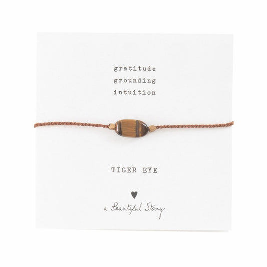 A Beautiful Story armband op kaartje gemstone card  tijgeroog