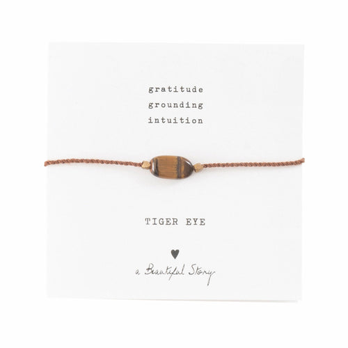 A Beautiful Story armband op kaartje gemstone card  tijgeroog