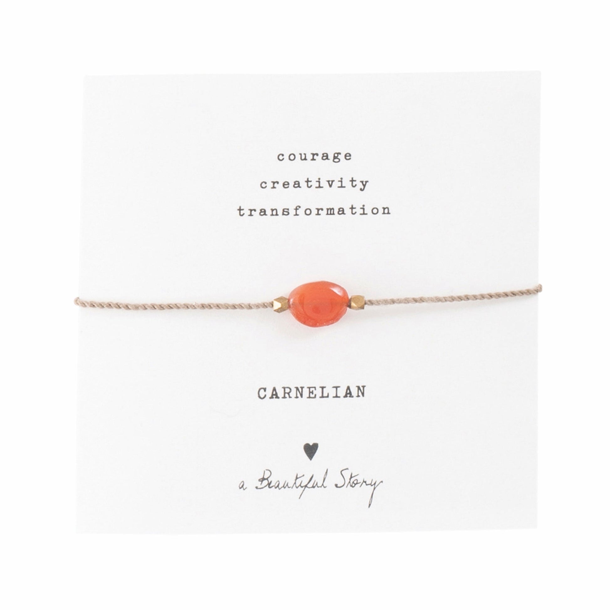 A Beautiful Story armband op kaartje gemstone card  Carnelian