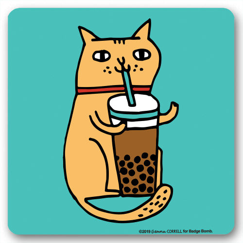 Onderzetter - Bubble tea cat