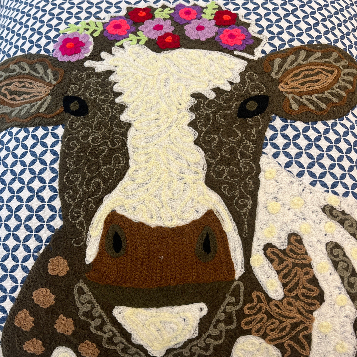 Kussen cow dark Brown multic 45 x 45 cm