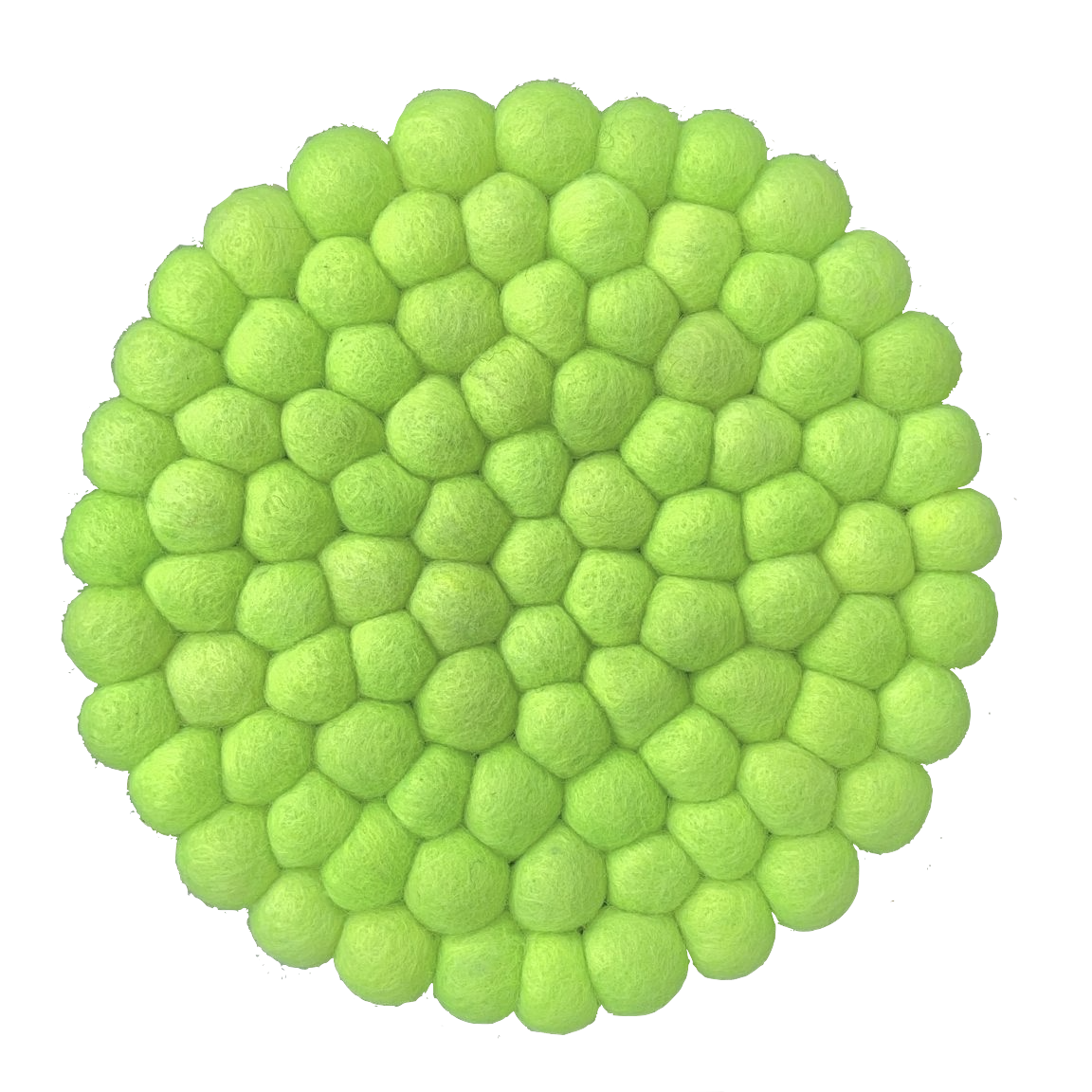 felle vilten onderzetter van bolltejtes in neon geel