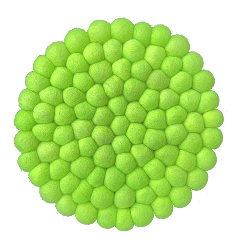 felle vilten onderzetter van bolltejtes in neon geel