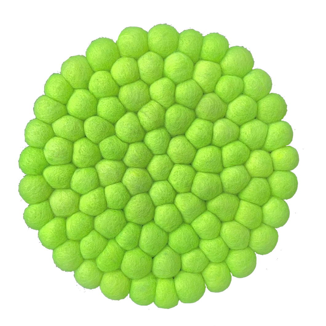 felle vilten onderzetter van bolltejtes in neon geel