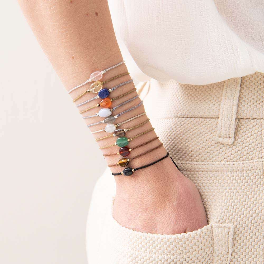 A Beautiful Story Gemstone armbandjes alle 12 op arm