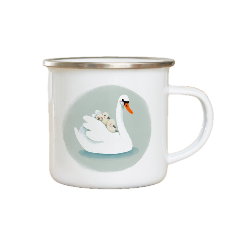 Emaille mok Swan Mum
