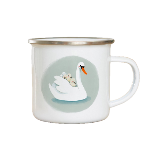 Emaille mok Swan Mum