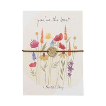 Load image into Gallery viewer, A Beautiful Story postcard Flowerfield met tekst You are the best met armband hartjes
