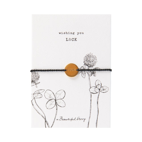 A Beautiful Story postcard Wishing you Luck met armband luck