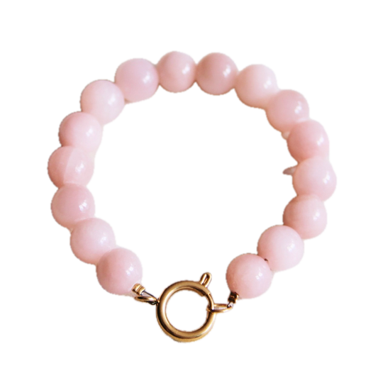 Kralenarmband XL natuursteen lichtroze