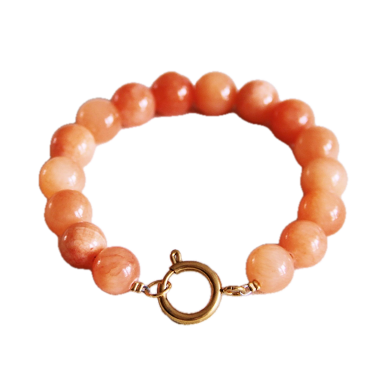 Kralenarmband XL natuursteen oranje