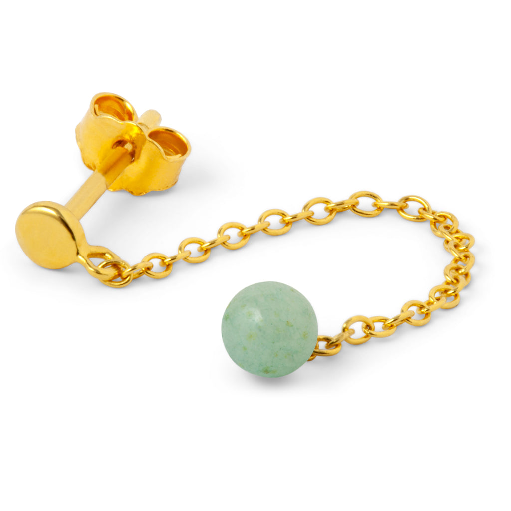 Oorbel Natural Stone Chain - Light Green