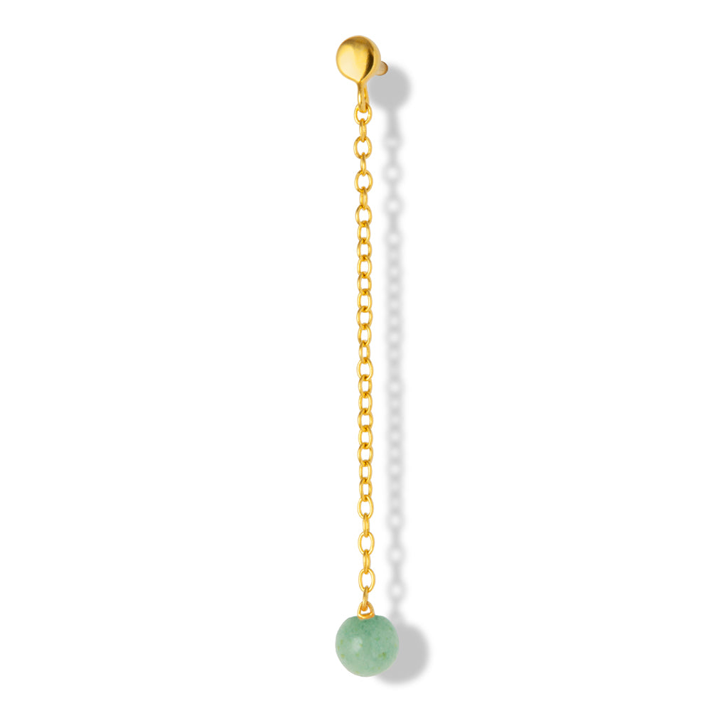 Oorbel Natural Stone Chain - Light Green