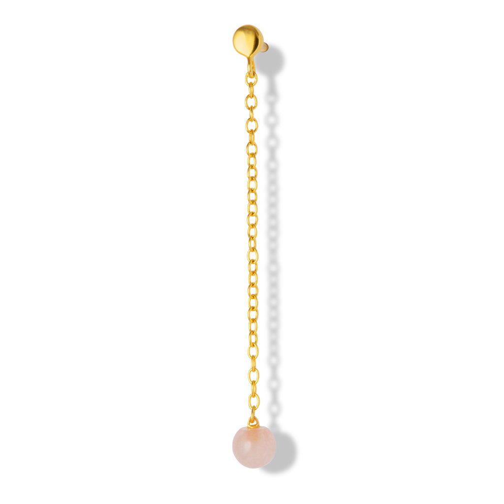 Oorbel Natural Stone Chain - Rose Quartz