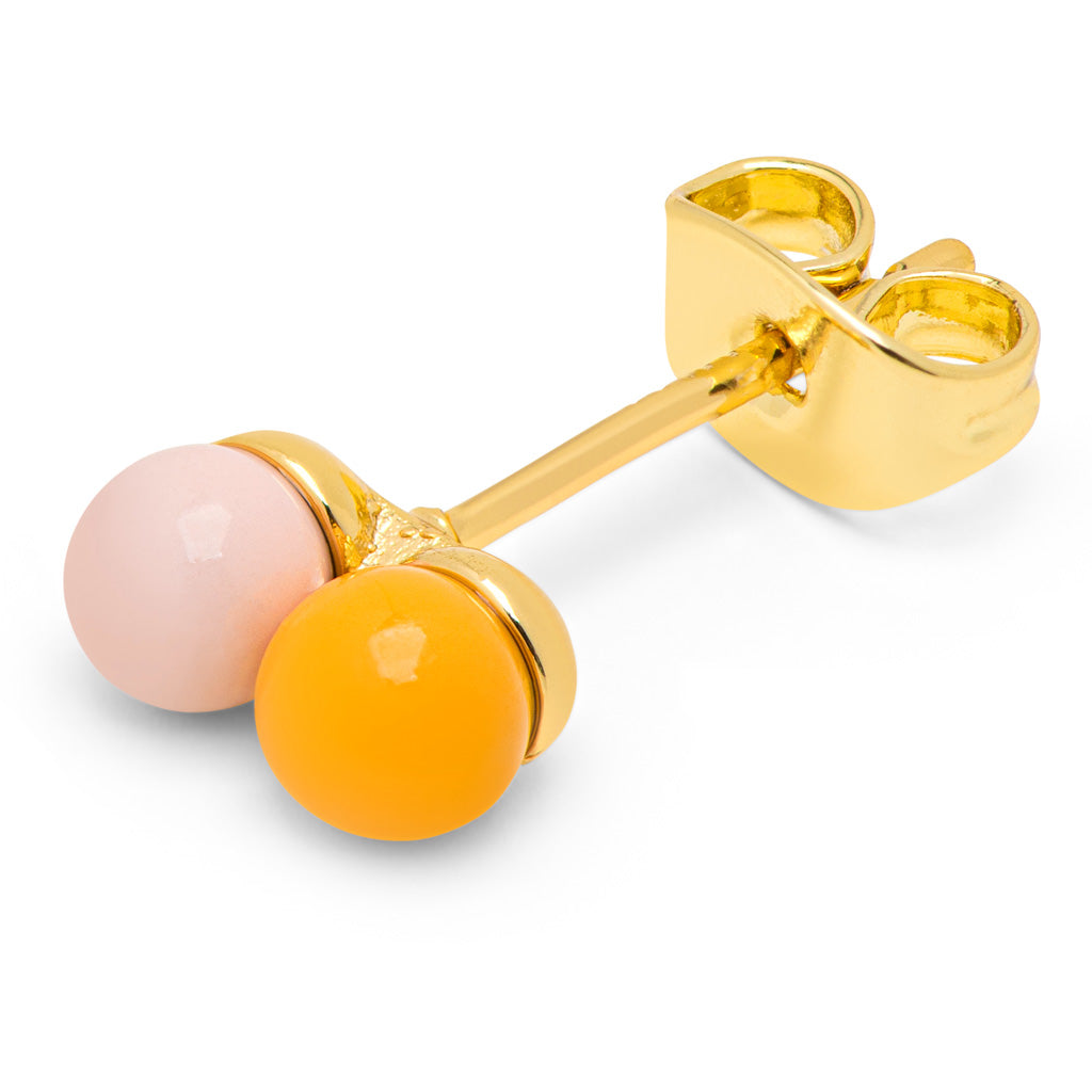 Oorbel Double Color Ball - Silk Light Pink-Sunflower (1 stuk)