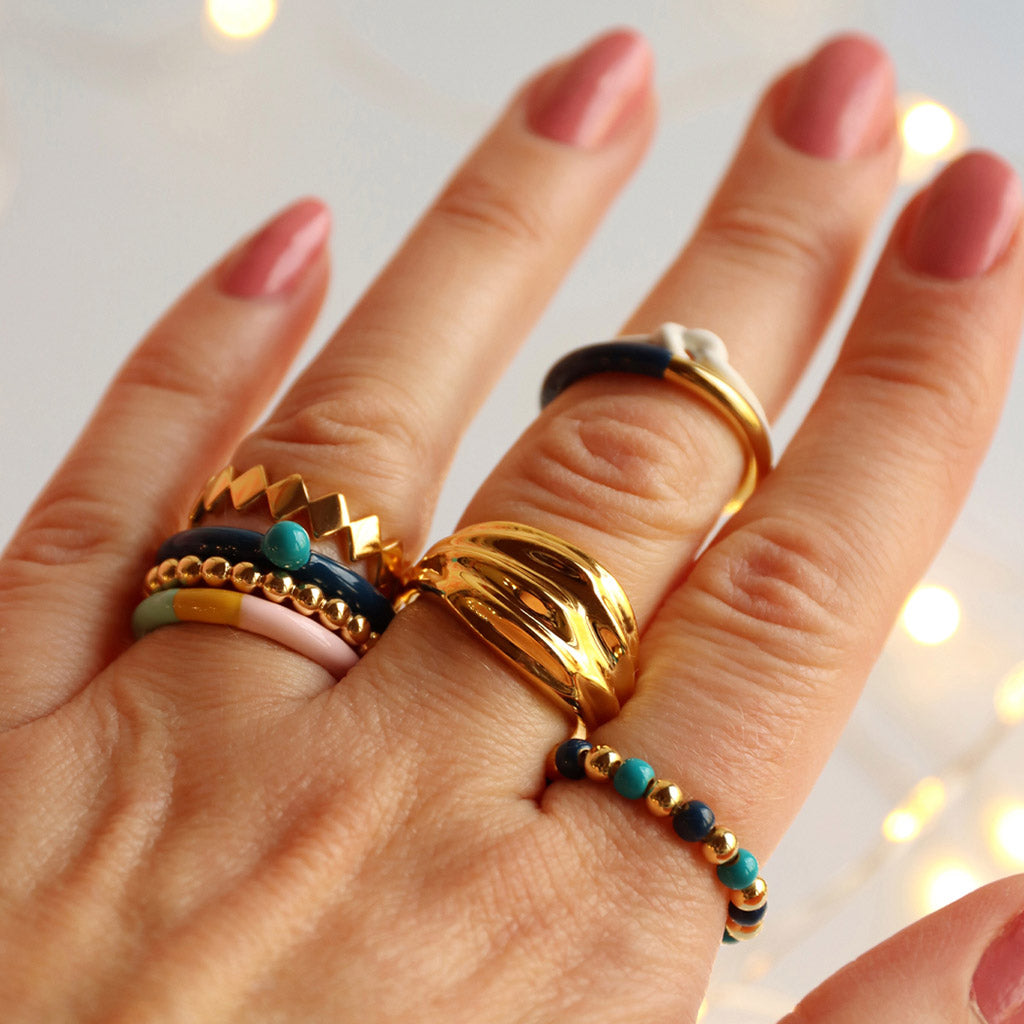 Ring Color Ball Gold Plated