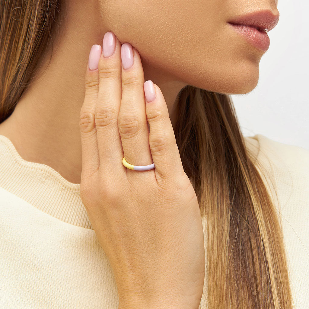 Ring - Double Color - Pale Yellow-Lavender