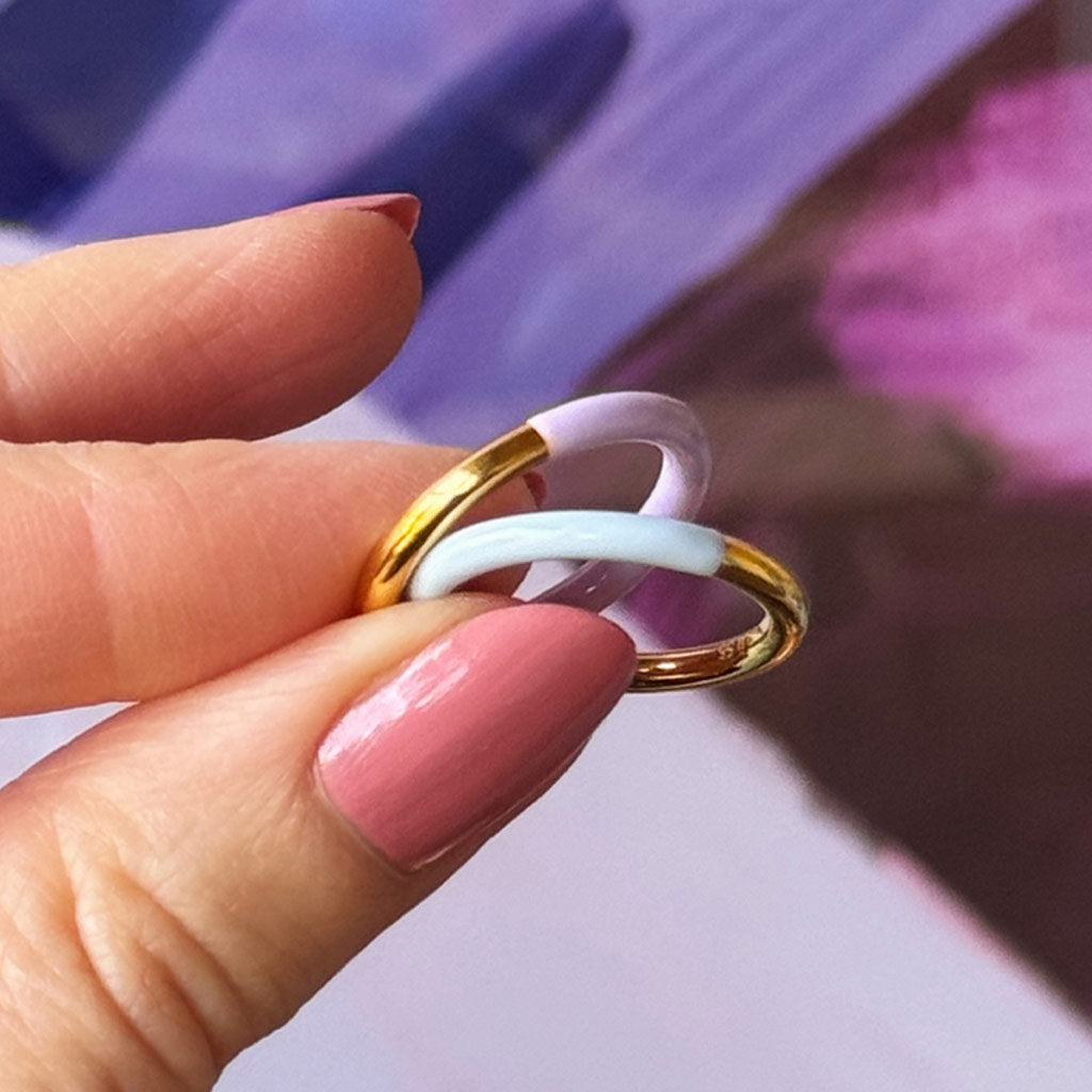 Ring - Double Color - Gold-Skyride Blue