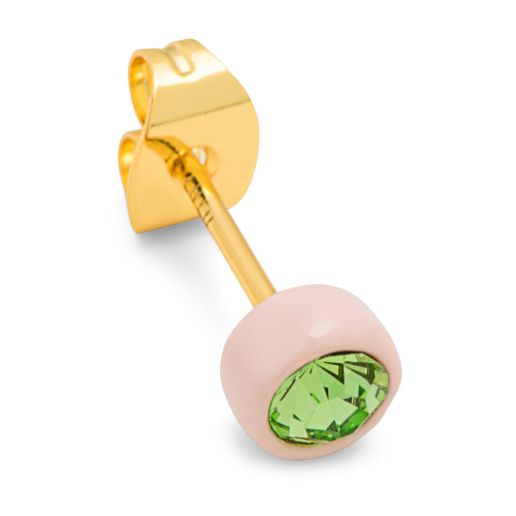 Oorbel Gala Crystal Round - Olivine-Silk Light Pink