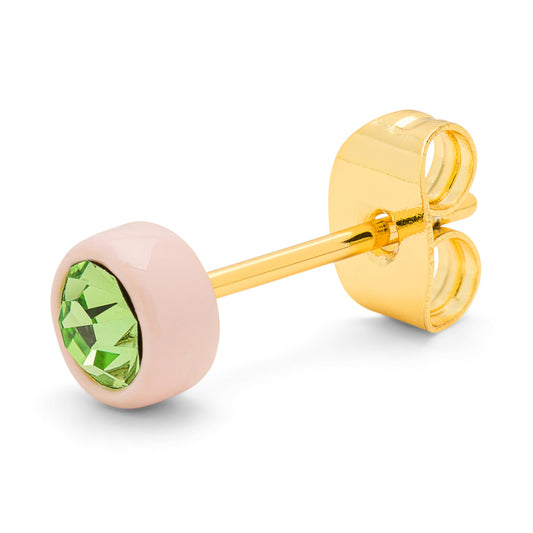 Oorbel Gala Crystal Round - Olivine-Silk Light Pink