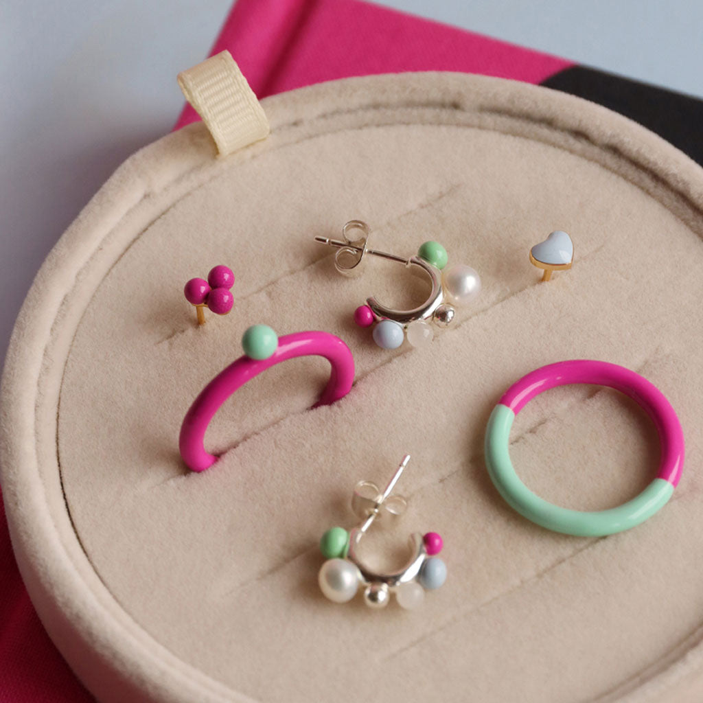 Ring - Color Top - Electric Fuchsia Pink-Mint