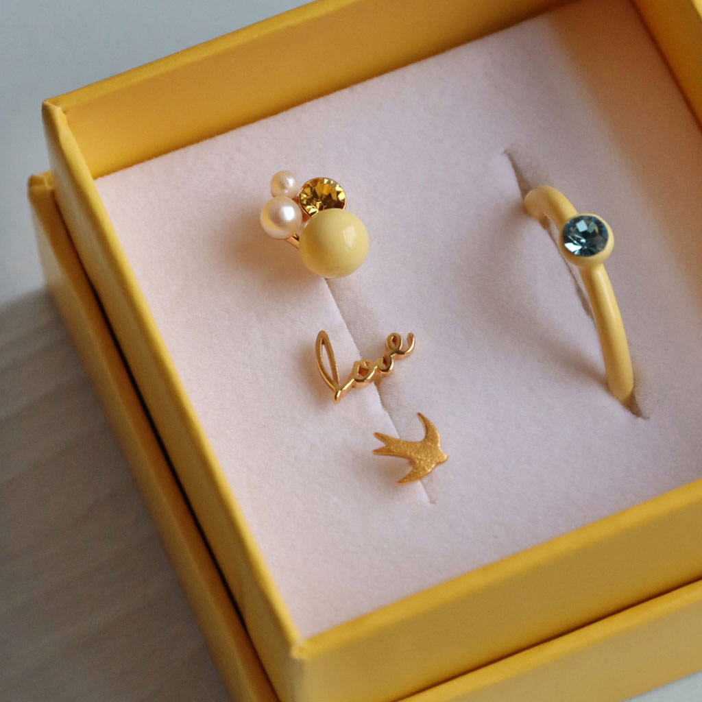 Ring Color Crystal Soft Yellow