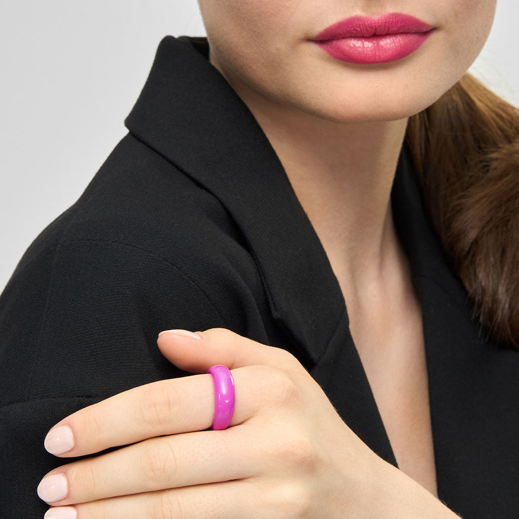 Ring Color Chunky Electric Fuchsia Pink