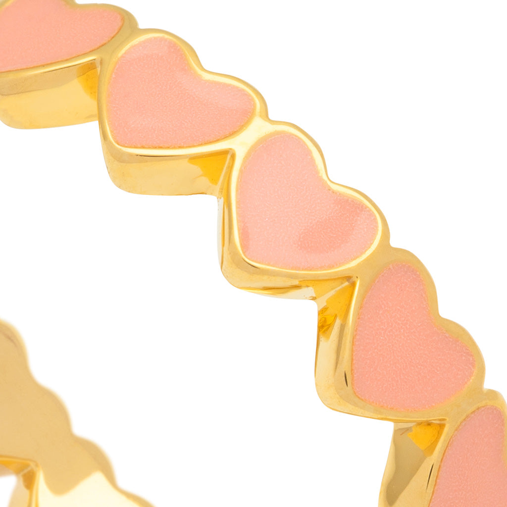 Ring Connected Hearts - Burnt Coral