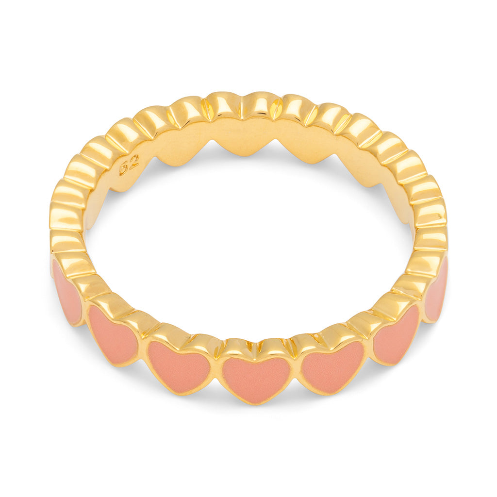 Ring Connected Hearts - Burnt Coral