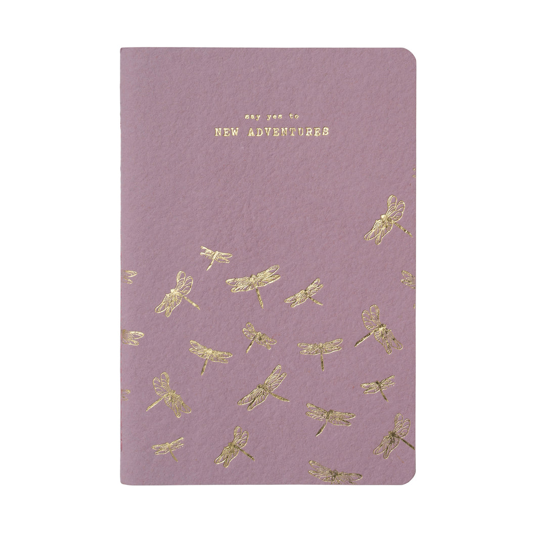 A Beautiful Story notebook New Adventures paars met gouden libelles