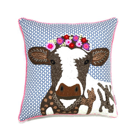Kussen cow dark Brown multic 45 x 45 cm