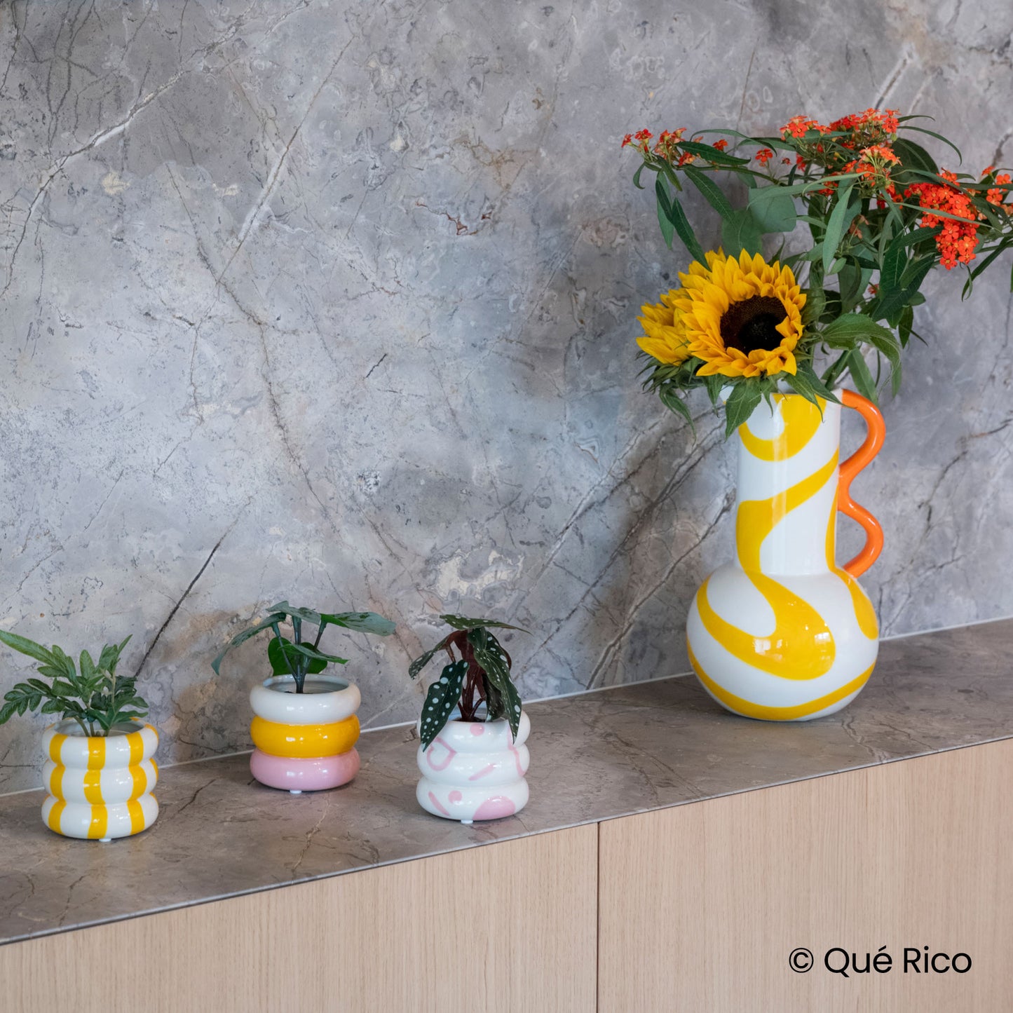 Plant pot Lía - wit-oranje-roze (1193)