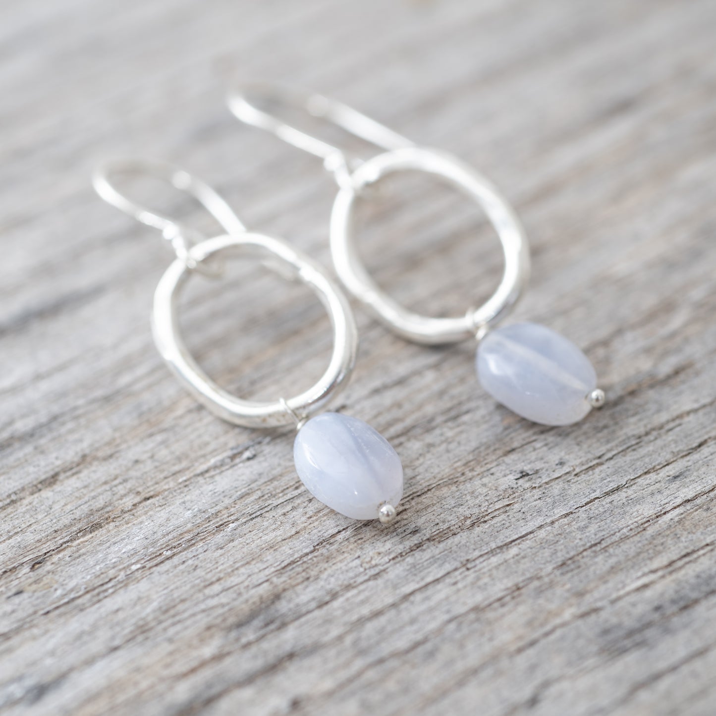 Boucles d'oreilles Gracieuses Agate Bleue Argent