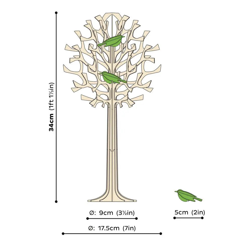 Boompje naturel met 3 lichtgroene vogels