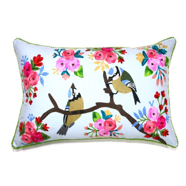 Kussen Birds & Flowers blauw