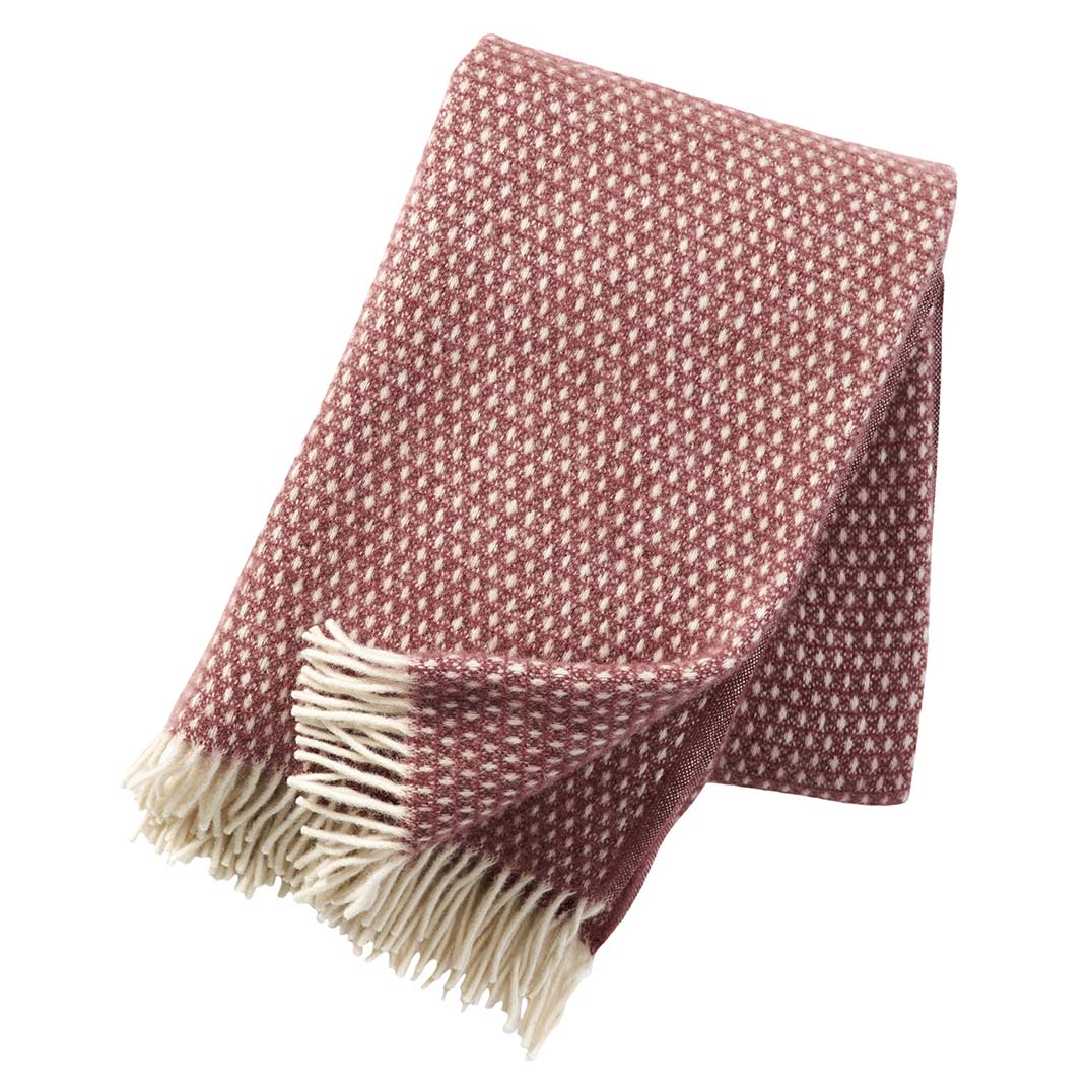 Plaid en laine Knut rose-marron