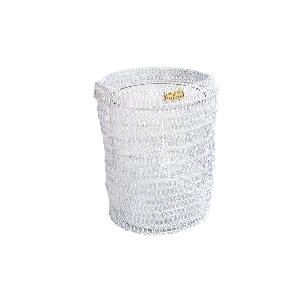 White woven tea light - large